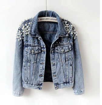 Fashion Beaded Short Denim Jacket for Women